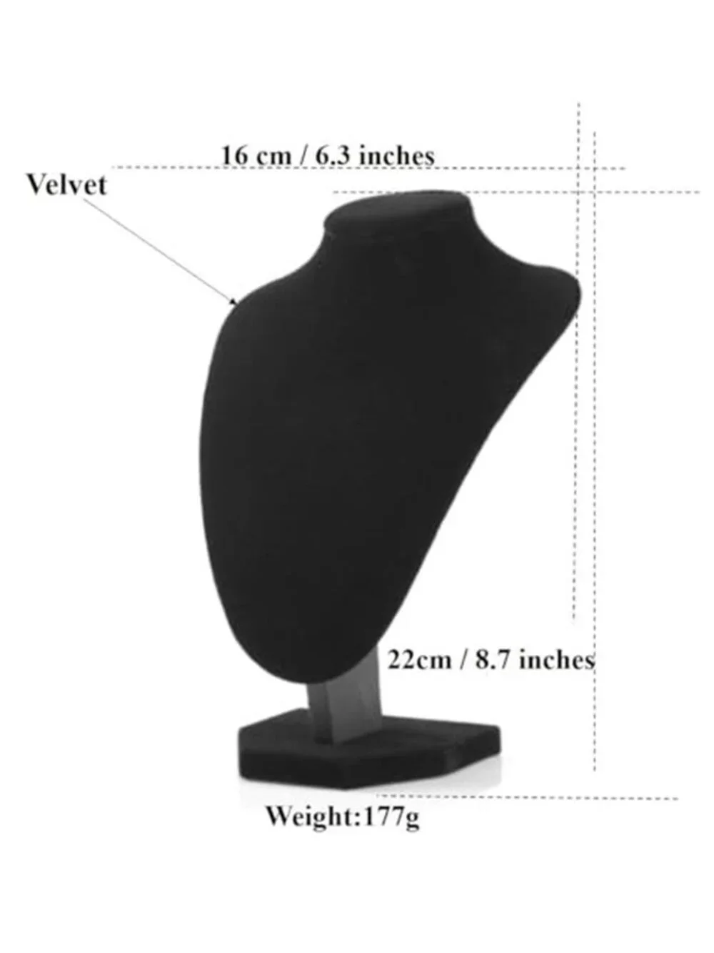 Necklace Display Stand Set of 2,21cm Velvet Jewelry Bust for Necklaces & Earring